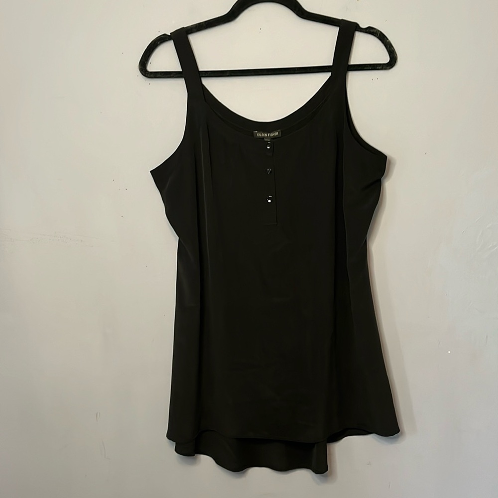 NWT Eileen Fischer Silk Crepe De Chinne Sleeveless Blouse